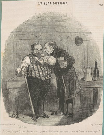 Zeg eens, Ravignard, als onze vrouwen ons zouden zien! door Honoré Daumier