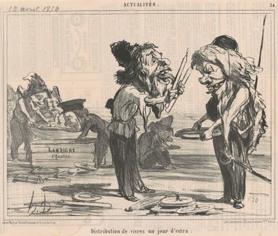 Voedseluitdeling op een bijzondere dag door Honoré Daumier