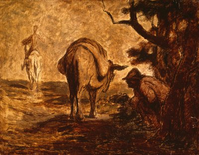 Don Quichot en Sancho Panza die zichzelf ontlasten, c. 1855 door Honoré Daumier