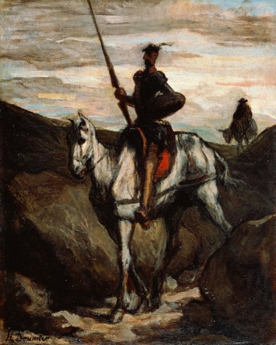Don Quichot in de bergen door Honoré Daumier