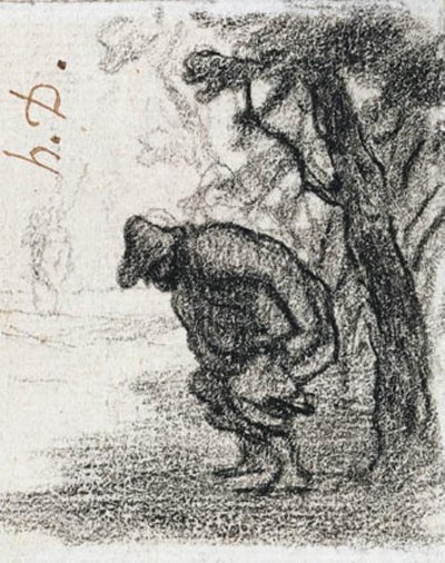 Don Quichot en Sancho Panza achter een boom door Honoré Daumier