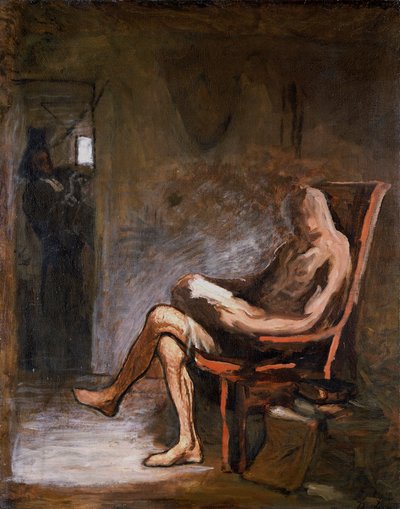 Don Quichot leest, 1865-67 door Honoré Daumier