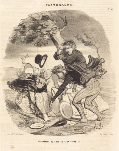 Ongemak van dineren in de open lucht door Honoré Daumier