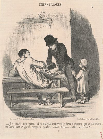 Eh! En mijn glas ... als ik niet ... door Honoré Daumier
