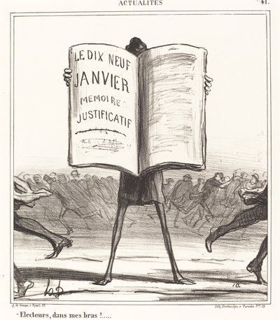 Kiezers, in mijn armen!... door Honoré Daumier
