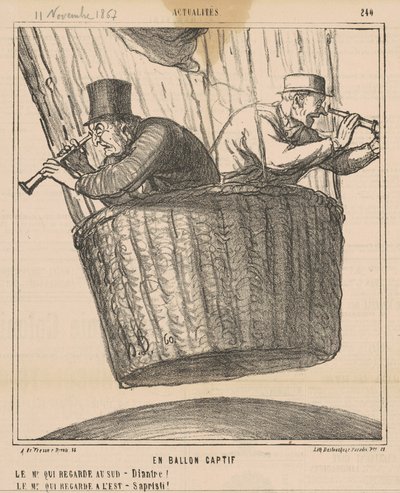 En ballon captif door Honoré Daumier