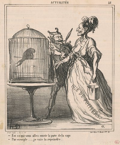 Gaat u de kooi openen... door Honoré Daumier