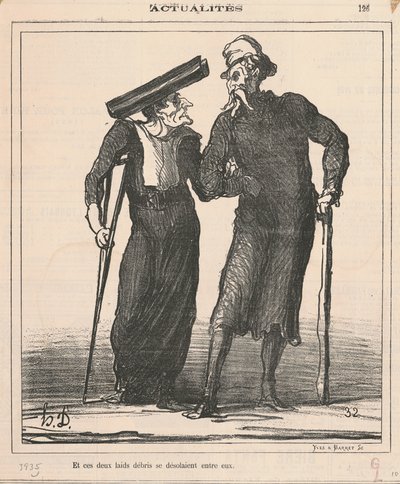 En deze twee lelijke wrakken treurden samen door Honoré Daumier