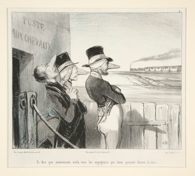 En te bedenken dat nu alle reizigers ons voor de neus voorbijgaan! door Honoré Daumier
