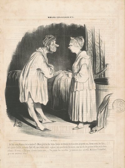En de vijf francs van vanmorgen? door Honoré Daumier