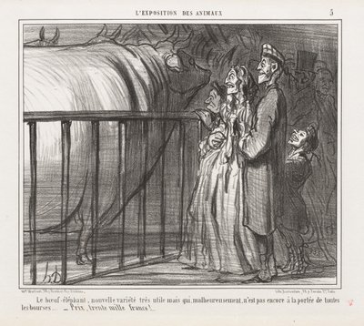 Tentoonstelling van Dieren: Pl. 5, De Koe-Olifant, Nieuwe Variëteit door Honoré Daumier