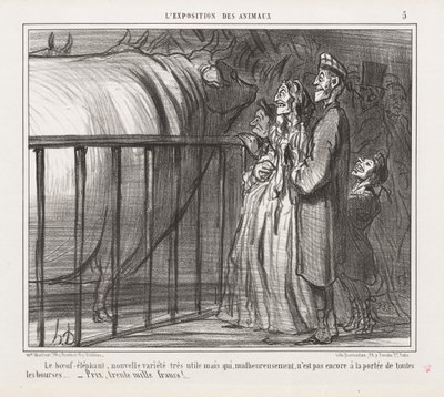 Tentoonstelling van Dieren: De Koe-Olifant, Nieuwe Variëteit door Honoré Daumier