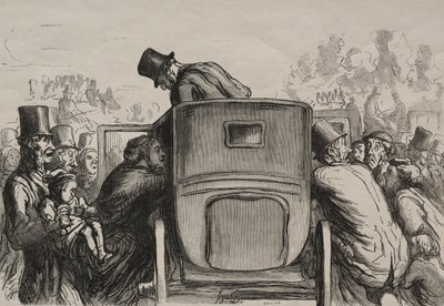 Exposition universelle: De vreemdeling vindt alle faciliteiten om naar zijn hotel terug te keren door Honoré Daumier
