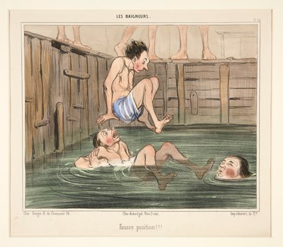 Fausse position!!! uit Les Baigneurs door Honoré Daumier