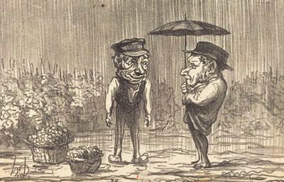 Niet klagen over dat weer... door Honoré Daumier