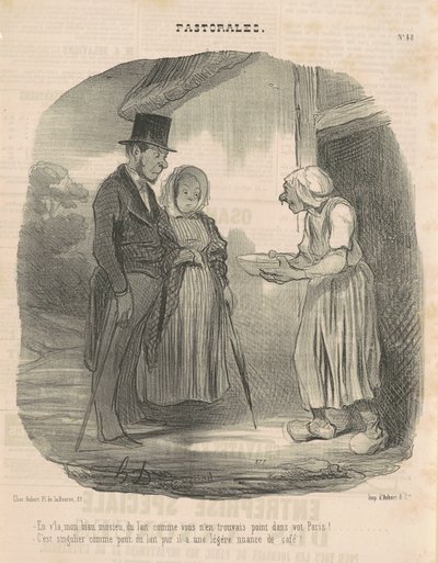 Humanitaire schrijfster die zich over de man buigt... door Honoré Daumier