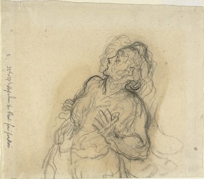 Geschrokken vrouw door Honoré Daumier