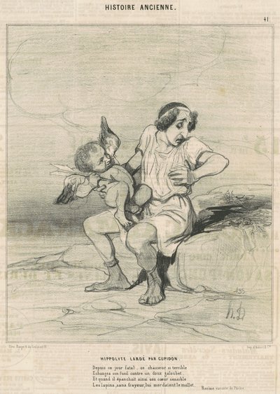 Hippolyte doorboord door Cupido door Honoré Daumier