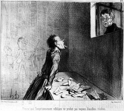Hoe eenzame opsluiting niet altijd uitstekende resultaten oplevert, een serie cartoons over Professor en Moutards van Honore Daumier. 