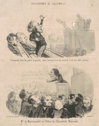 Hij vraagt elke dag het woord ... door Honoré Daumier