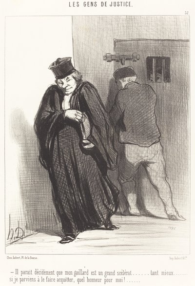 Het schijnt... dat mijn kerel een grote schurk is... door Honoré Daumier