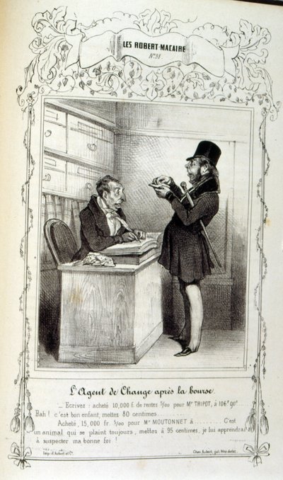 Illustratie over ideeën en legendes Philipon, onder de titel Les Cent en Robert Macaire door Honoré Daumier