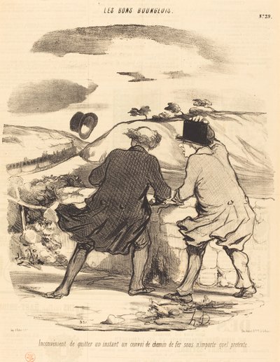 Ongemak van het verlaten...een treinconvoy... door Honoré Daumier