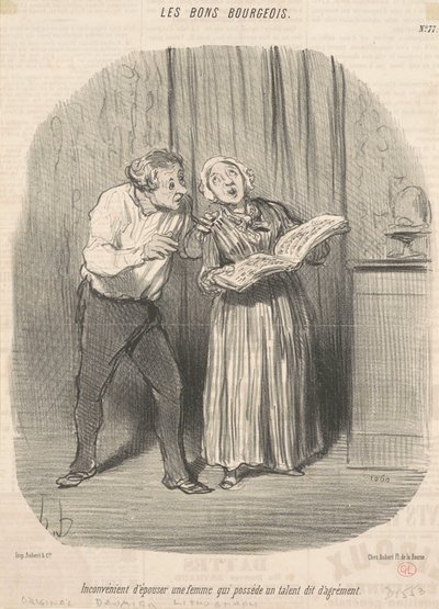 Nadeel van het trouwen met een vrouw die een talent heeft door Honoré Daumier