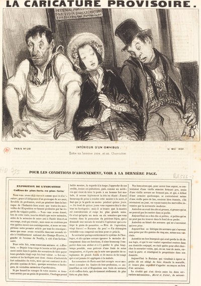 Interieur van een omnibus door Honoré Daumier