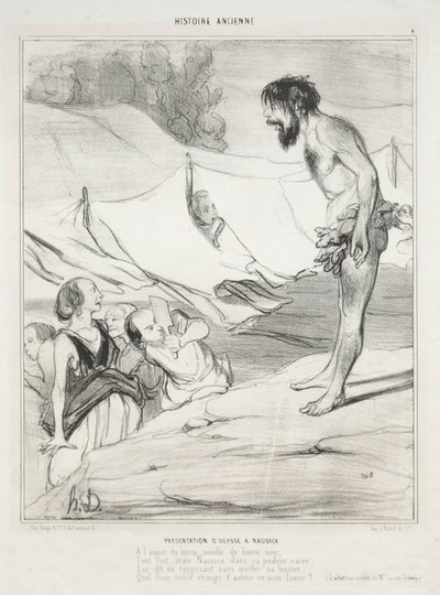Introductie van Odysseus in Nausica door Honoré Daumier