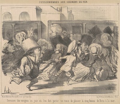 Invasie van wagons op een dag dat men vertrekt door Honoré Daumier