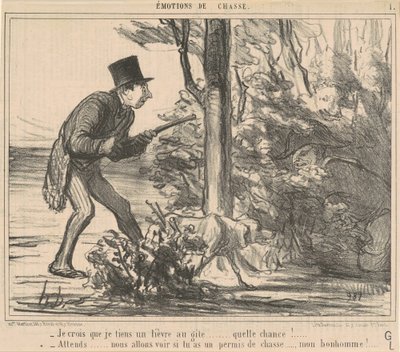 Ik denk dat ik een haas heb ... door Honoré Daumier