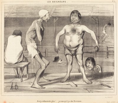Ik ga er niet meer naar beneden!... denk ik... door Honoré Daumier