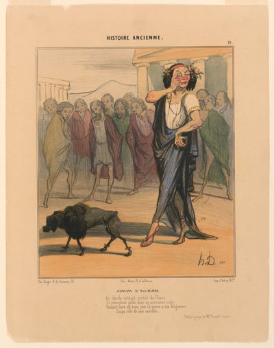 Jeugd van Alcibiades, plaat 19 uit de Oude Geschiedenis door Honoré Daumier