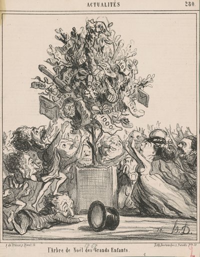De kerstboom van de grote kinderen door Honoré Daumier