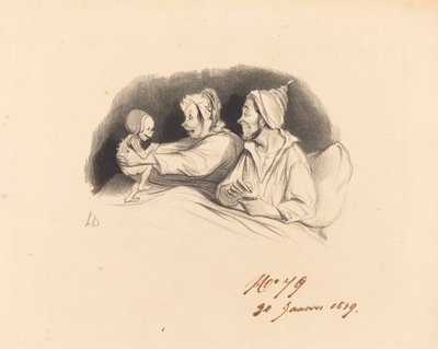 De opvoeding met de fles door Honoré Daumier