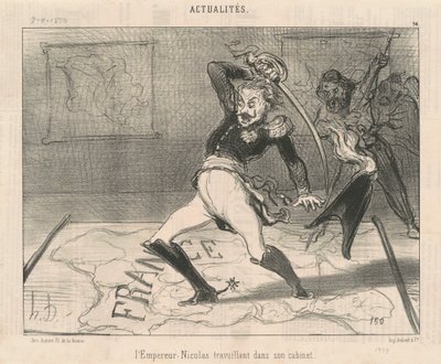 Keizer Nicolaas aan het werk in zijn kabinet door Honoré Daumier