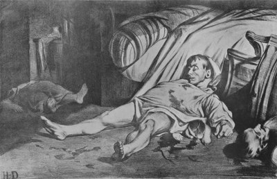 La Rue Transnonian, 1834 door Honoré Daumier