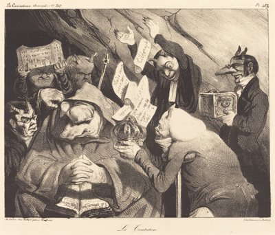 De Verleiding, parodie van een doek van Téniers door Honoré Daumier