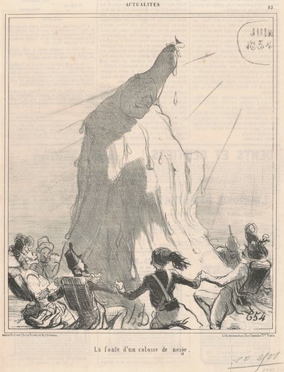 Het smelten van een sneeuwkolos door Honoré Daumier