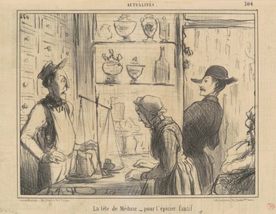Het hoofd van Medusa voor de schuldige kruidenier door Honoré Daumier