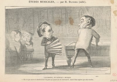 De accordeon, ook wel muziekblaasbalg genoemd door Honoré Daumier
