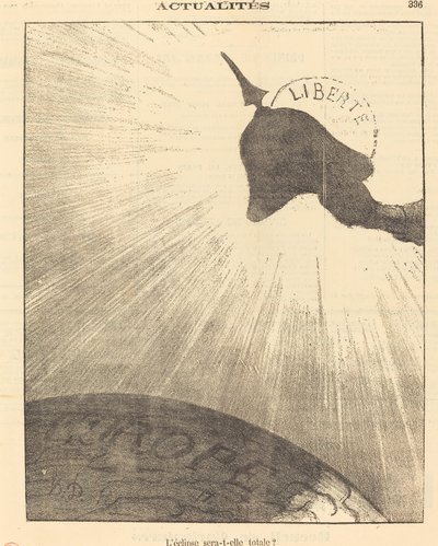 Zal de zonsverduistering totaal zijn? door Honoré Daumier
