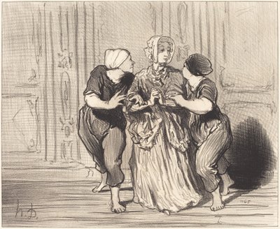 Het Schone Geslacht bij de Zwemschool door Honoré Daumier