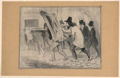 Le Dernier Jour de la Réception des Tableaux, uit Charivari door Honoré Daumier