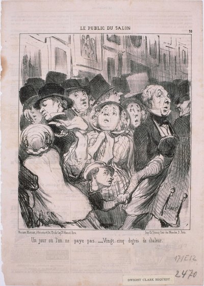 Het Publiek van de Salon - Een dag waarop men niet betaalt... door Honoré Daumier
