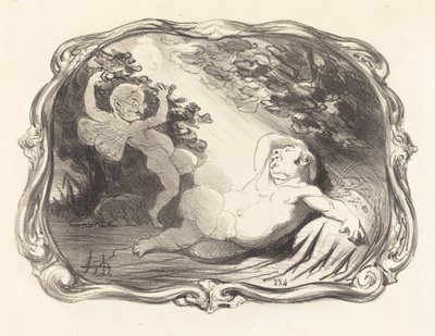 De slaap van Endymion-Berryer door Honoré Daumier