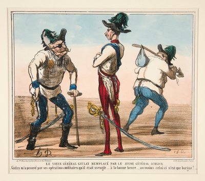Le Vieux General Giulay remplace par le Jeune General Schlick door Honoré Daumier