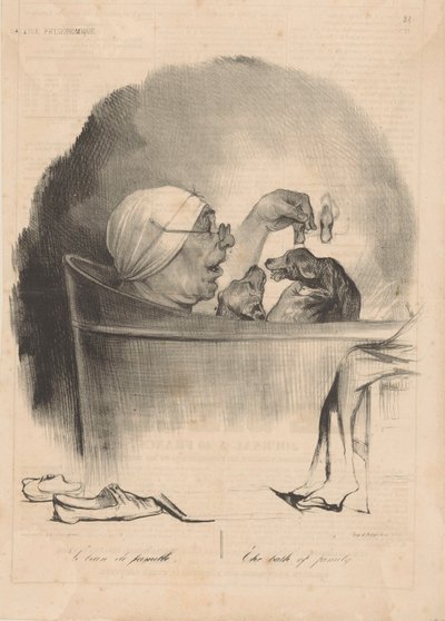Het familie bad, 1837 door Honoré Daumier