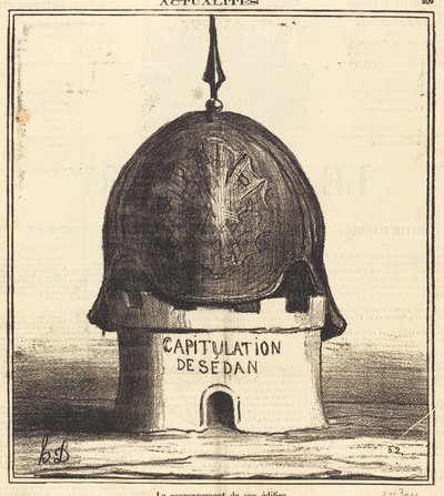 De bekroning van zijn gebouw door Honoré Daumier